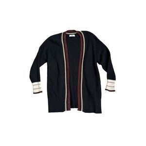 Suncoo Cardigan Sweater Open Front Rib Knit Long Sleeve Black Women’s Size Small